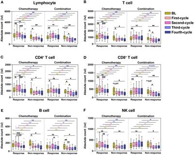 Dynamic surveillance of lymphocyte subsets in patients with non-small cell lung cancer during chemotherapy or combination immunotherapy for early prediction of efficacy